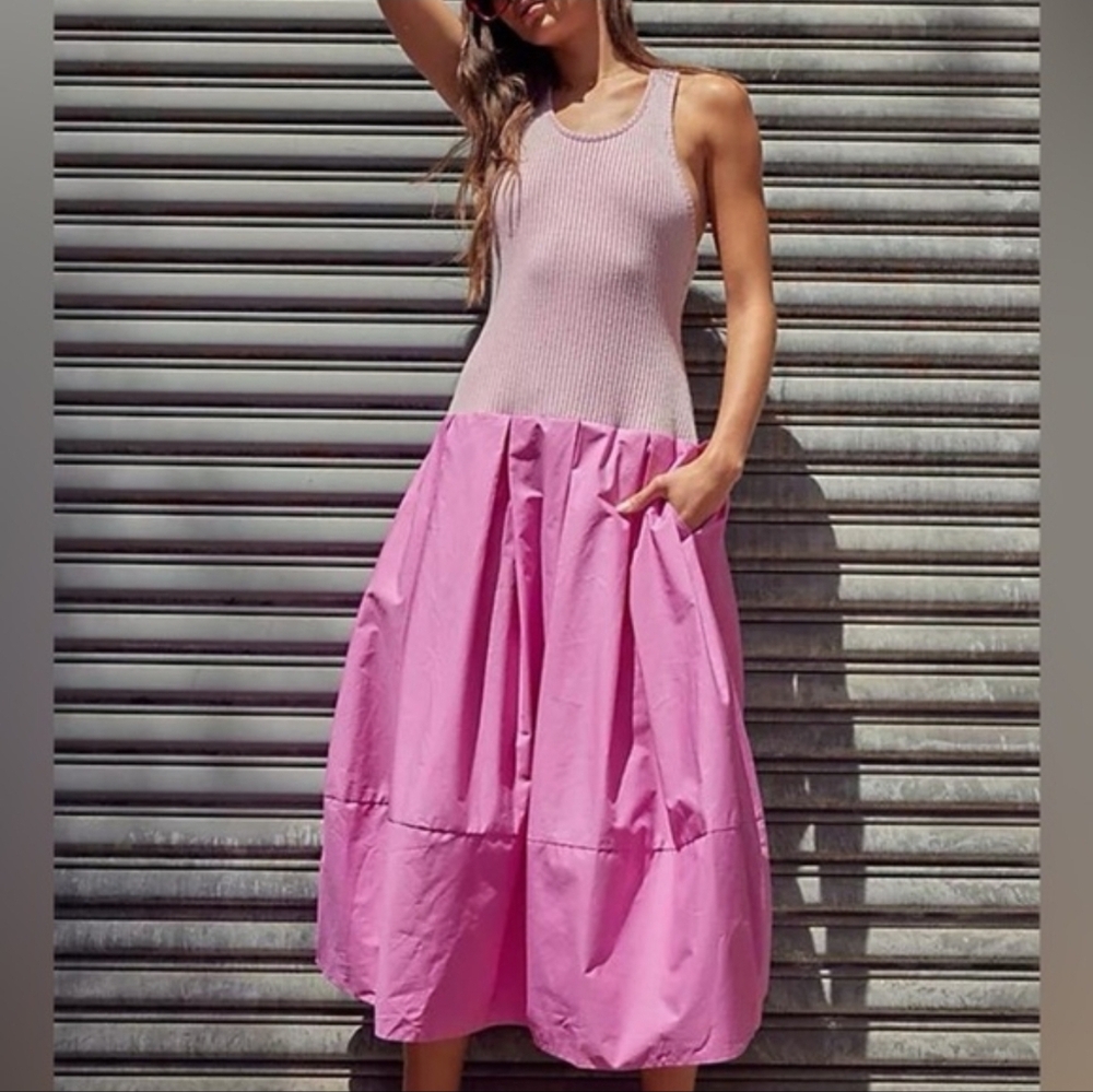 Sleeveless Bubble-illusion Midi Dress